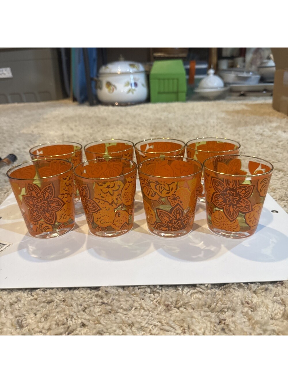 1960s/1970s Mid-Century Modern (MCM) drinking glass   Set of 8. Never used